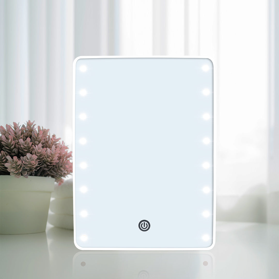 Plastic Mirror with lights – WHITE